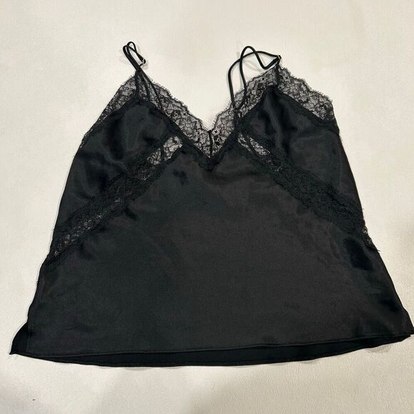 Victoria’s Secret Black Satin Lace Cami Top Women’s Size M - Picture 1 of 5